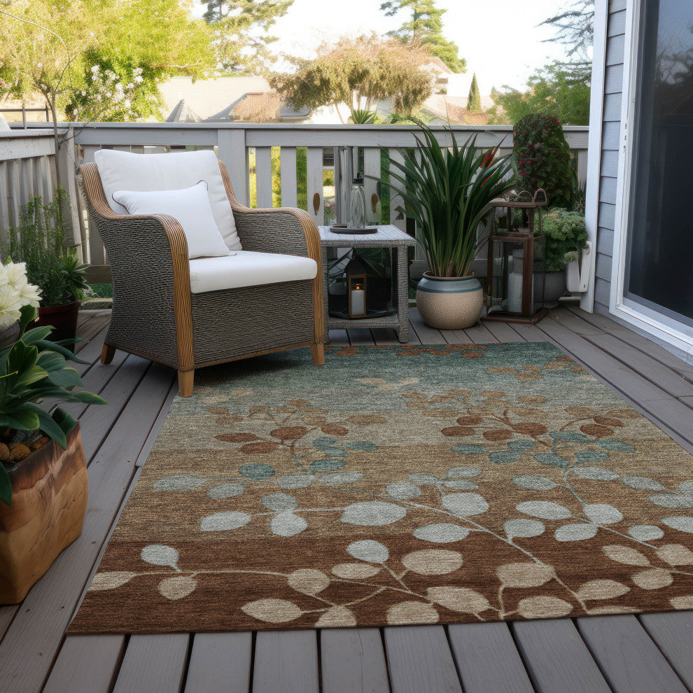 Machine Washable Indoor/Outdoor Chantille ACN1900 Mocha 5' x 7'6" Rug