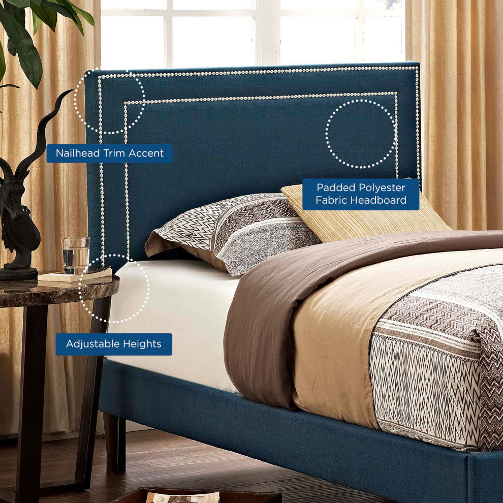 Jessamine Twin Upholstered Fabric Headboard - Azure
