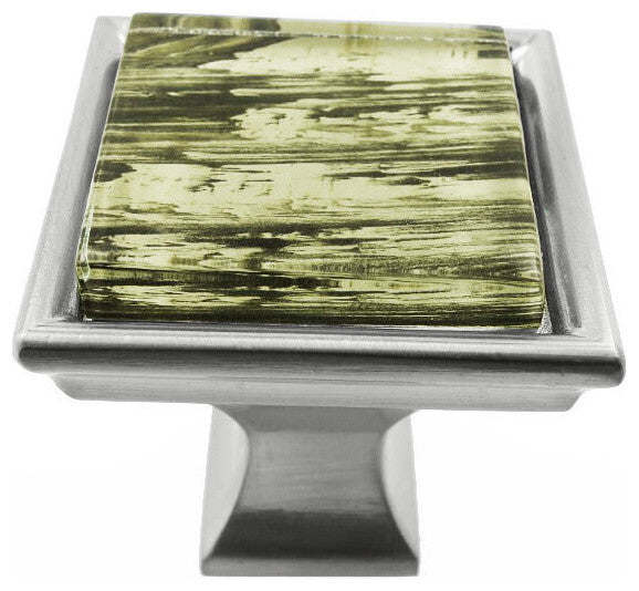 Hand Brushed Safari Strokes Crystal Glass Brushed Nickel Madison Classic Knob