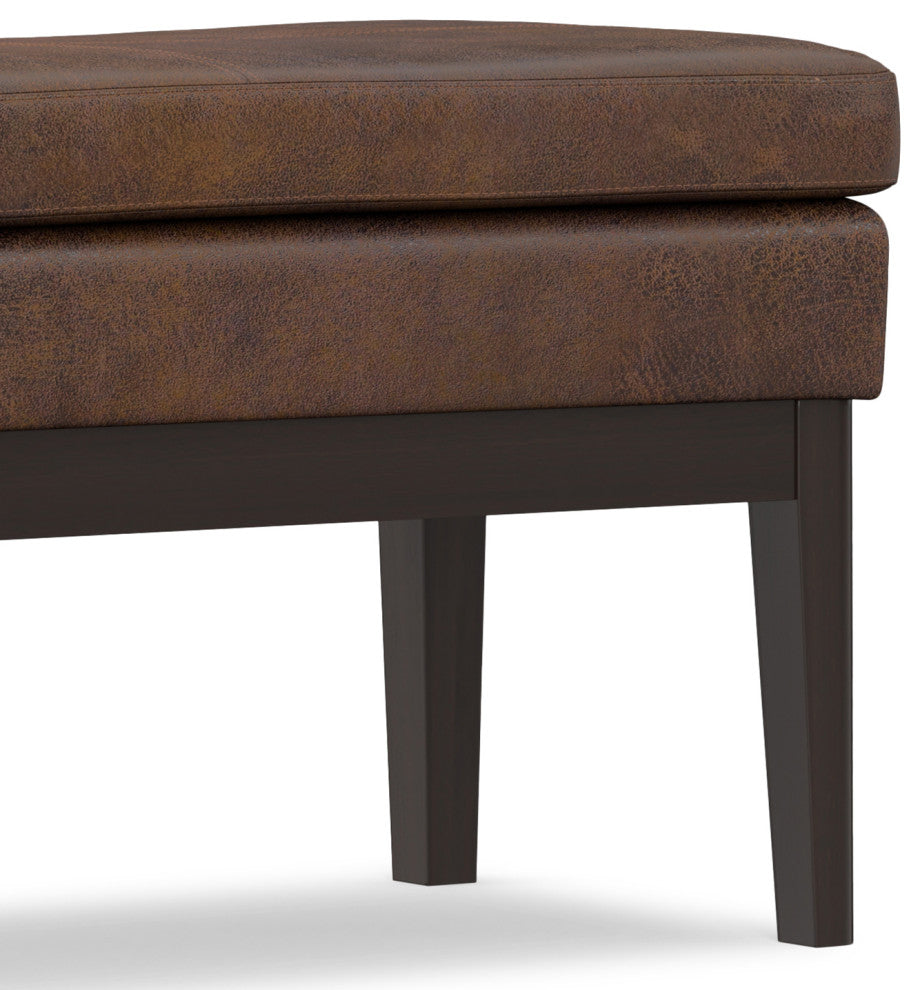 Carlson SOLID HARDWOOD Ottoman Bench, Distressed Chestnut Brown