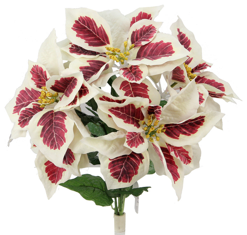 5 Stems Artificial Poinsettia Christmas Bush