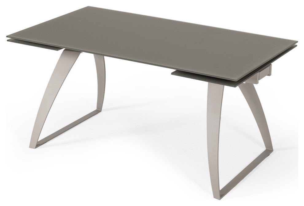 Modrest Croy Extendable Gray Glass Dining Table