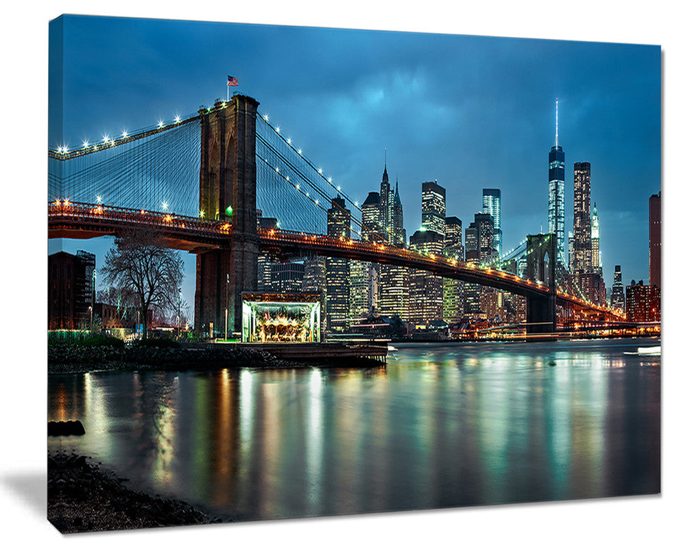 "Brooklyn Bridge and Skyscrapers" Canvas Print20"x12"
