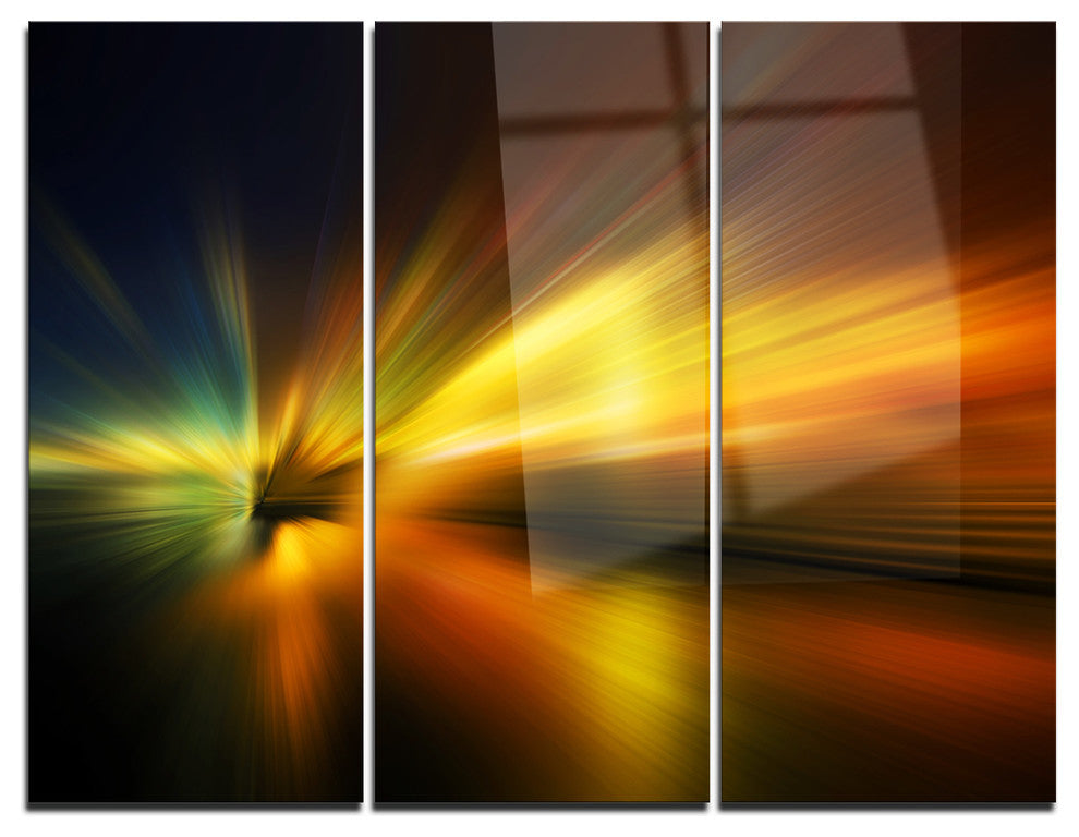 "Blue Over Gold Texture" Digital Metal Wall Art, 3 Panels, 36"x28"