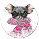 Cute Puppy Dog With Pink Shawl, Animal Disc Metal Wall Art, 36"