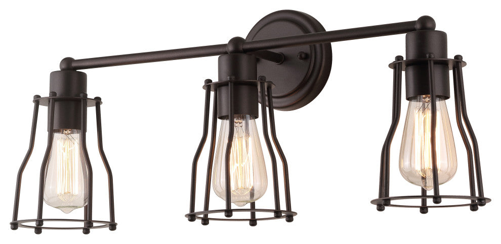 Evelyn Metal Vanity Light, Oil Rubbed Bronze, 3-Light