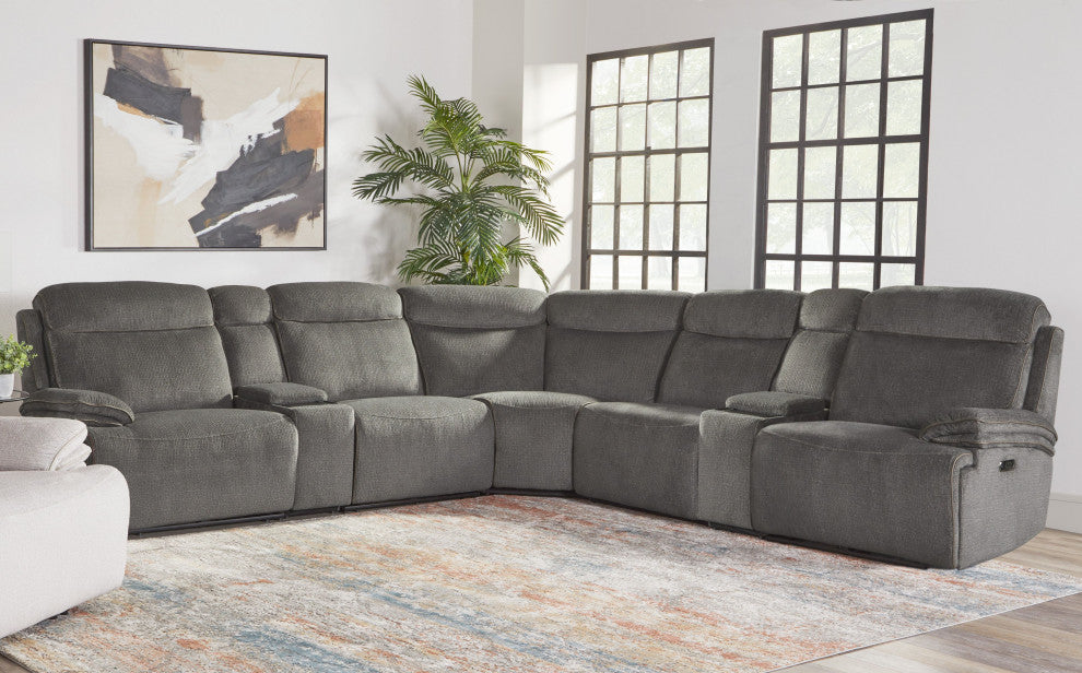 Parker Living Alpine 7 Piece Power Reclining Sectional, Airy Midnight