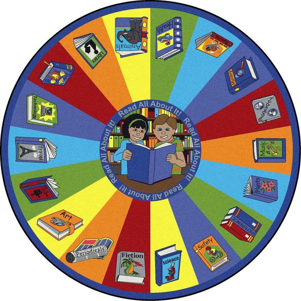 Kid Essentials Rug, Read All About It, 5'4" Round