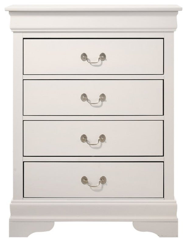 Louis Phillipe 4 Drawer Chest, White