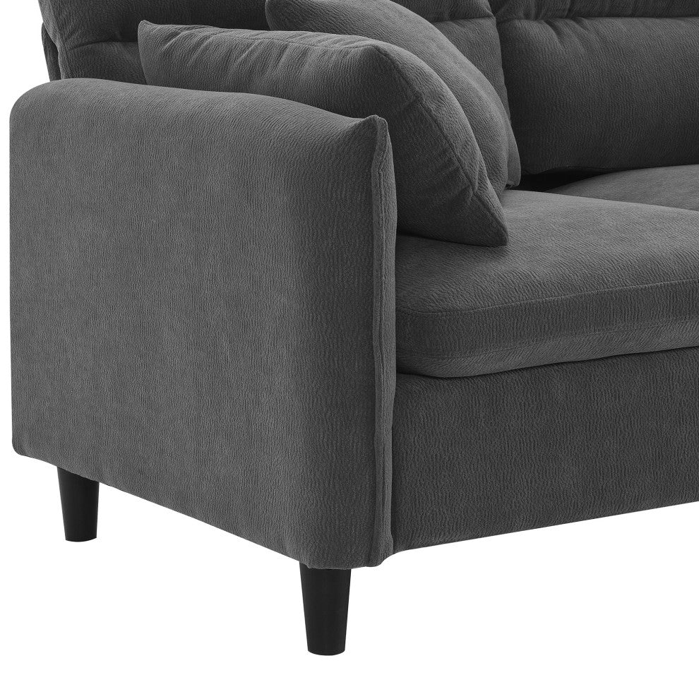 GDF Studio Modern Convertible L-Shaped Sectional Sofa With Ottoman, Gray