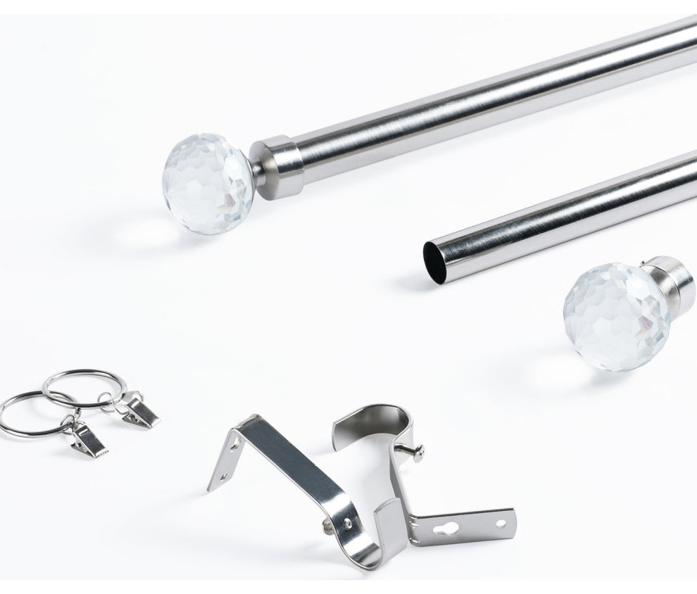 Glass Sphere Prism Extendable Metal Rod Set, 52" 144", Nickel