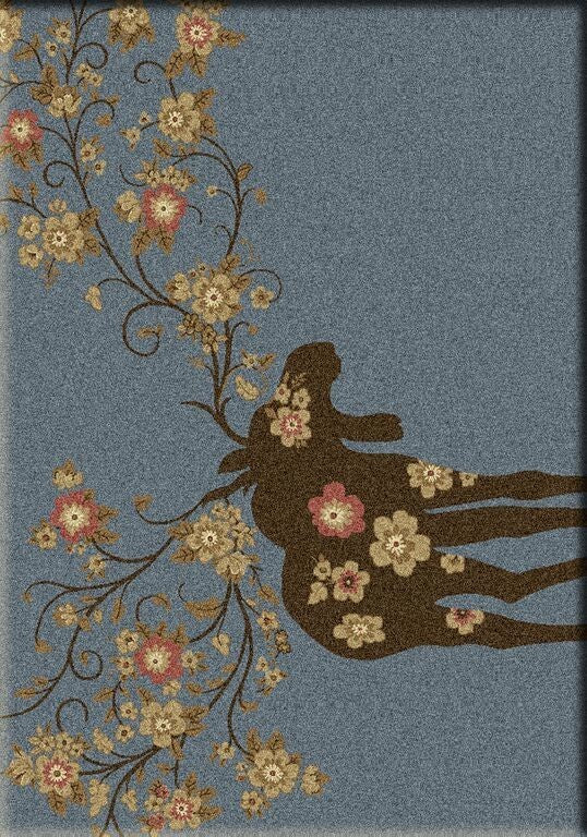 Moose Blossom Rug, Blue, 3'x4', Scatter