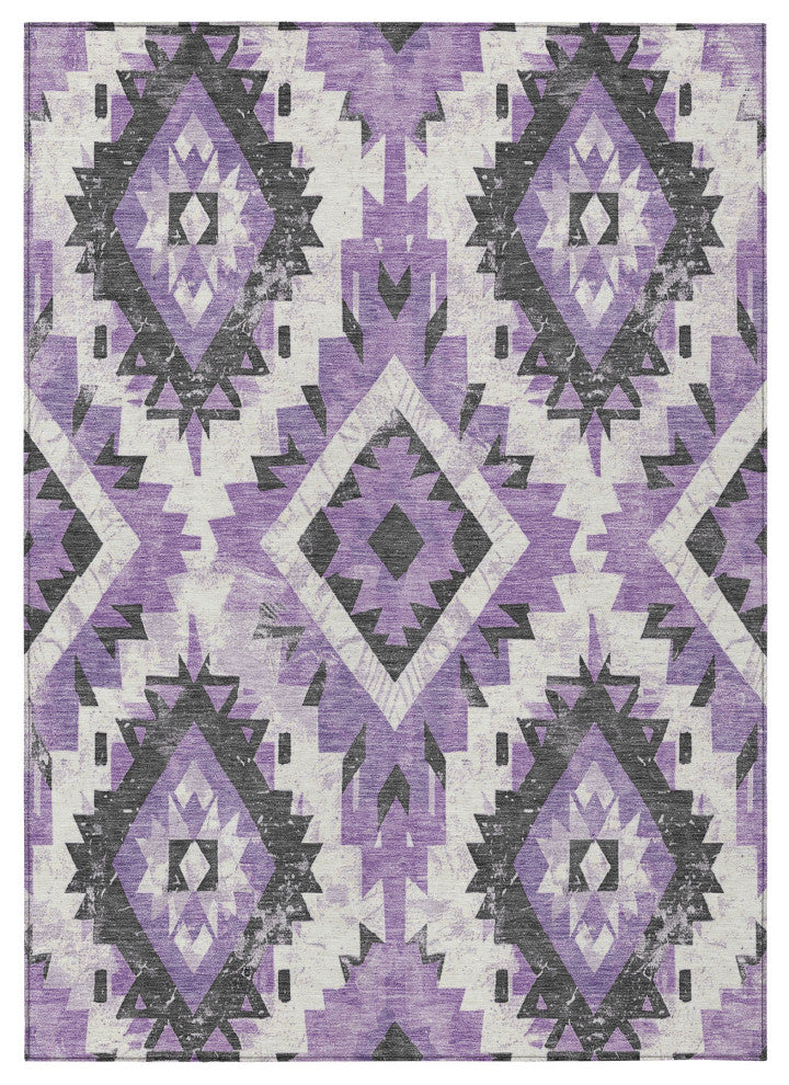 Machine Washable Indoor/Outdoor Chantille ACN1878 Purple 10' x 14' Rug