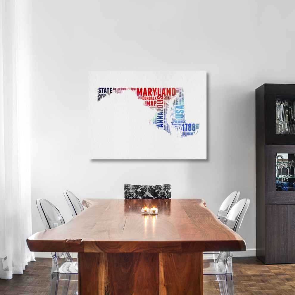 "Maryland Watercolor Word Cloud" Fine Art Print
