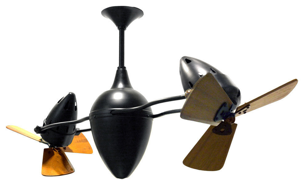 Ar Ruthiane Rotational Ceiling Fan With Mahogany Blades, Black Nickel