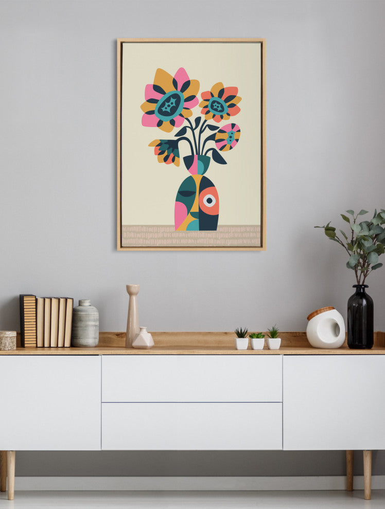 Sylvie Sunflowers Framed Canvas by Rachel Lee of My Dream Wall, Natural 23x33