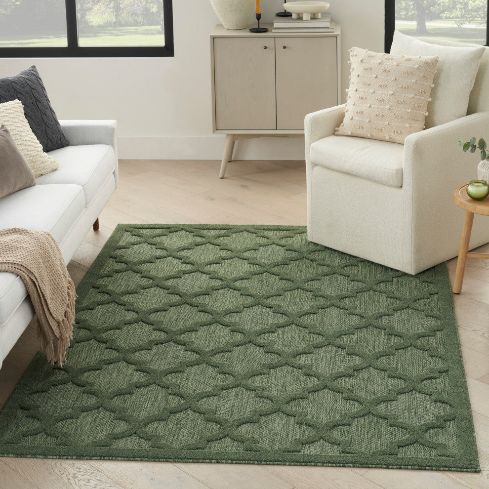 Nourison Easy Care 5' x 7' Green Modern Area Rug