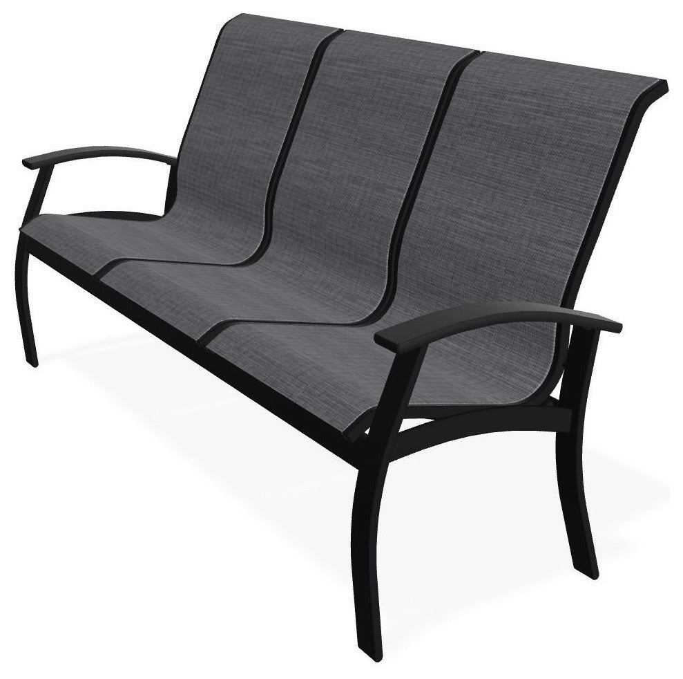 Belle Isle Sling 3-Seat Outdoor Sofa, Augustine Pewter/Black