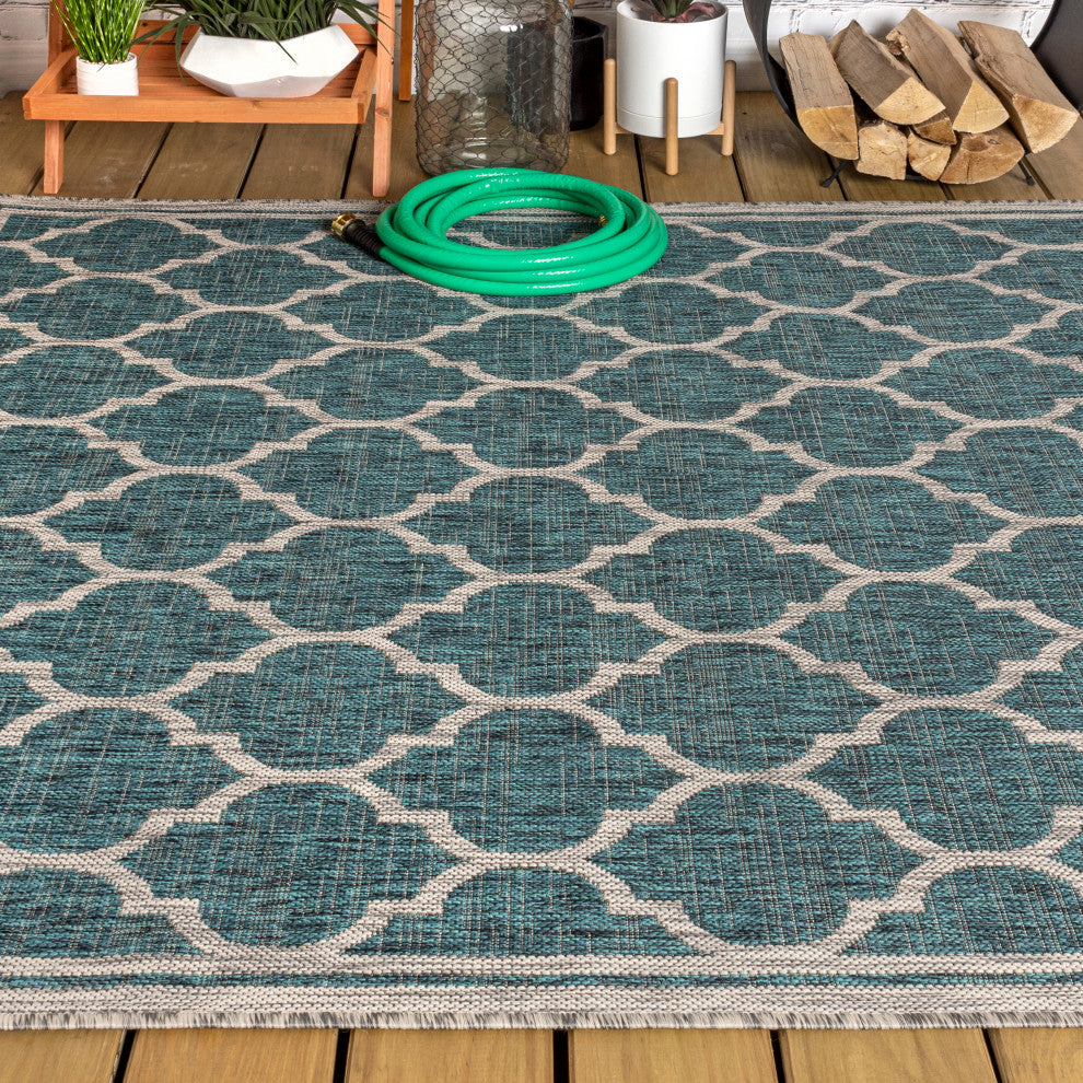 Trebol Moroccan Trellis Textured Weave Indoor/Outdoor Area Rug