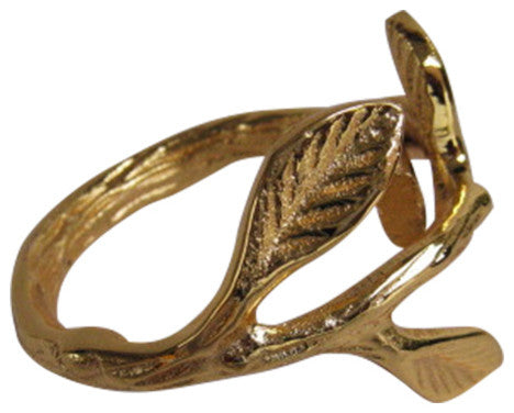 Elegance Gold Color Leaf Napkin Rings, Set of Four