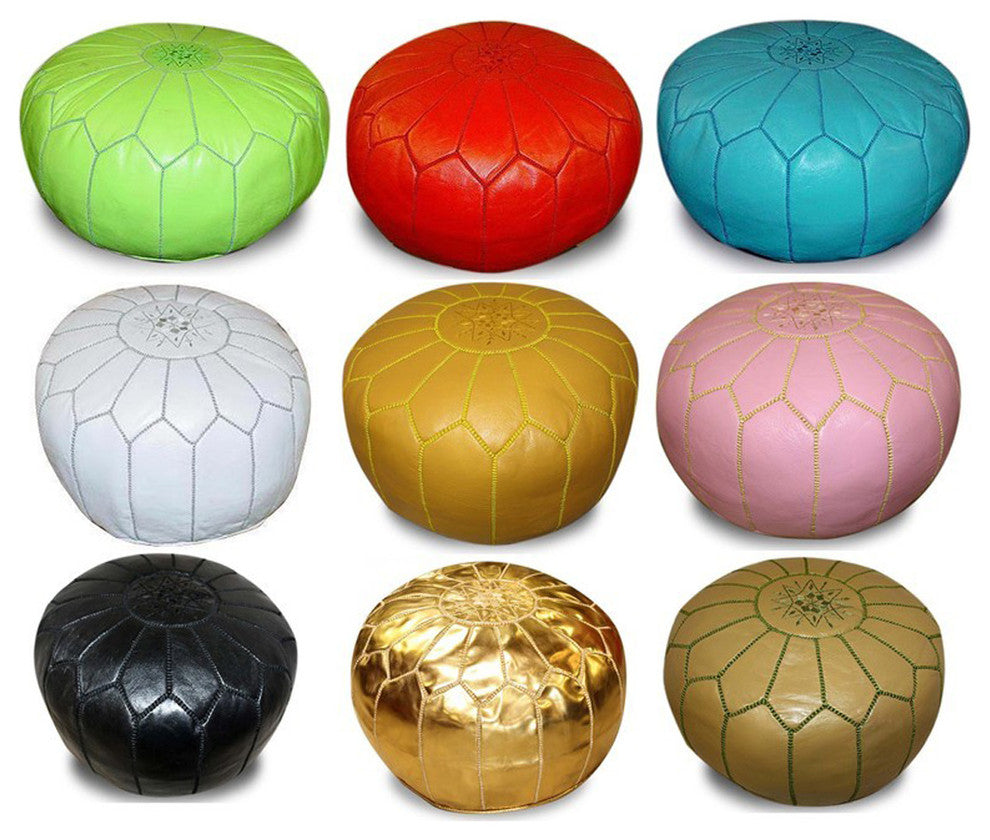 Moroccan Leather Ottoman/Poof