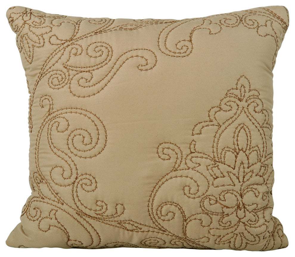 Damask Embroidered Quilted 4 Piece Bed Spread Sets, Incense, King