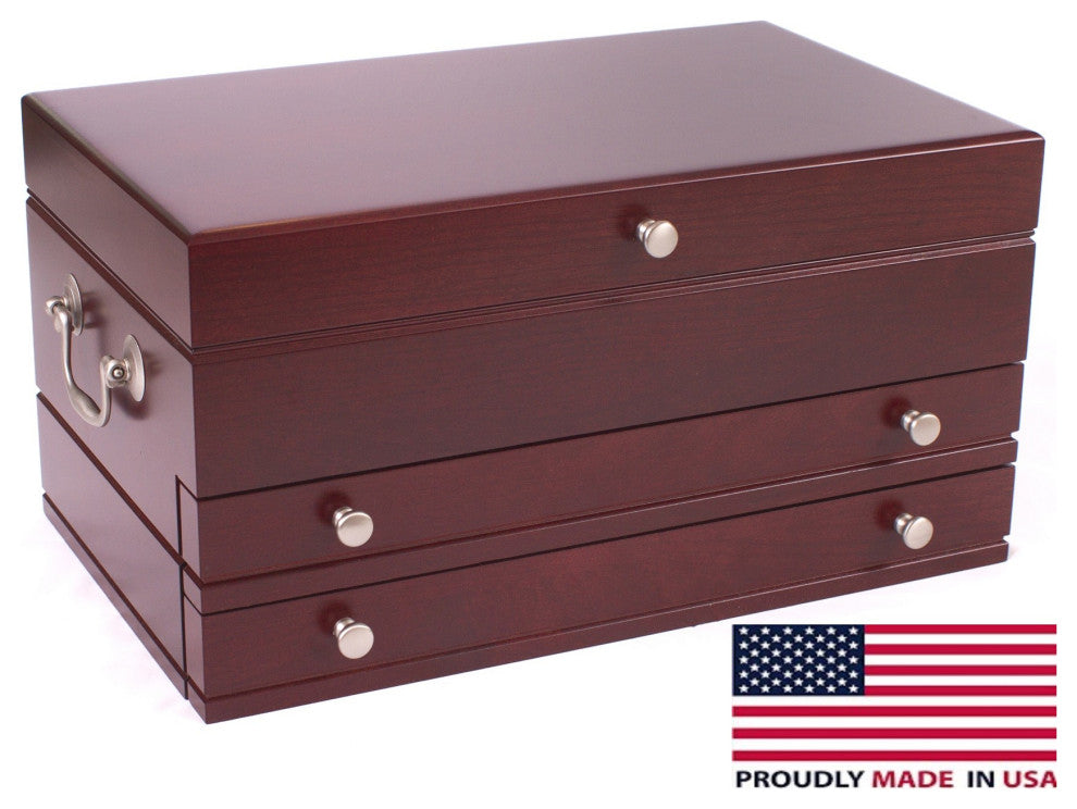 First Lady Jewel Chest, Solid American Cherry Hardwood, Rich Mahogany