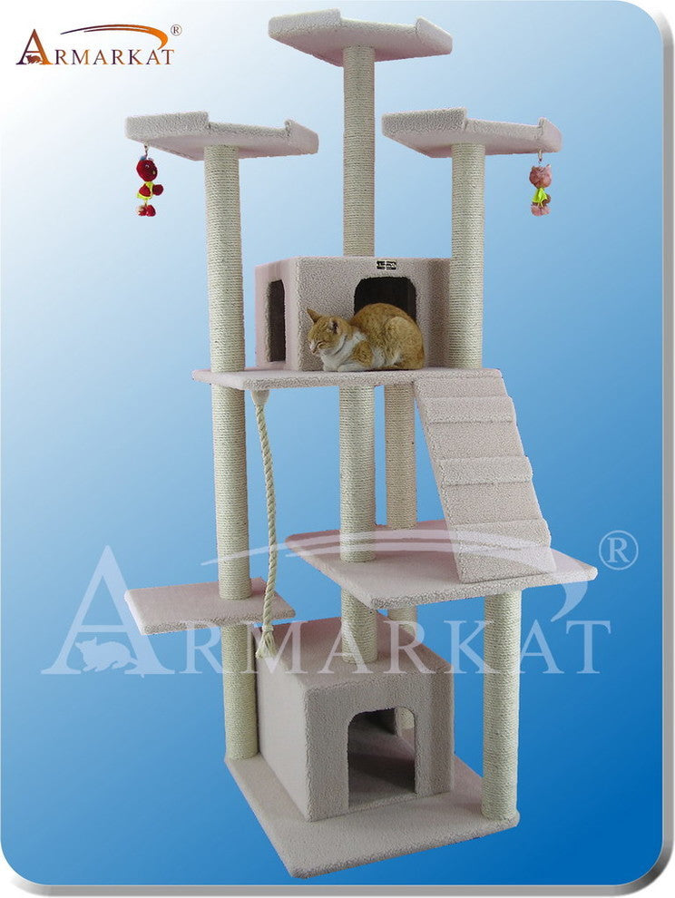 Classic Real Wood Cat Tree In Ivory, Jackson Galaxy Approved, Two Condos