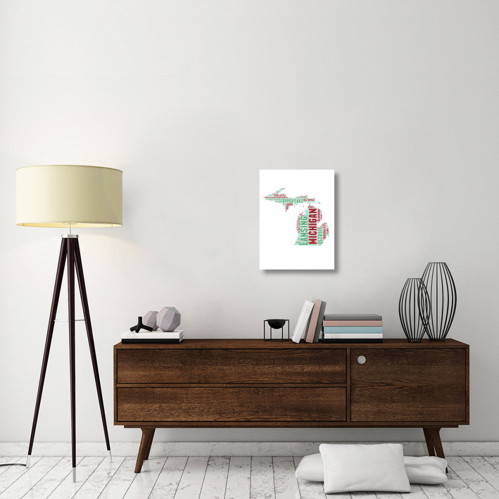 "Michigan Word Cloud Map" Fine Art Print