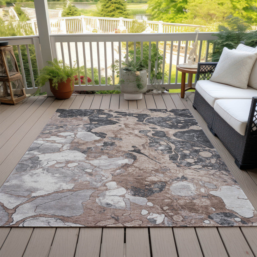 Machine Washable Indoor/Outdoor Chantille ACN1909 Mocha 9' x 12' Rug