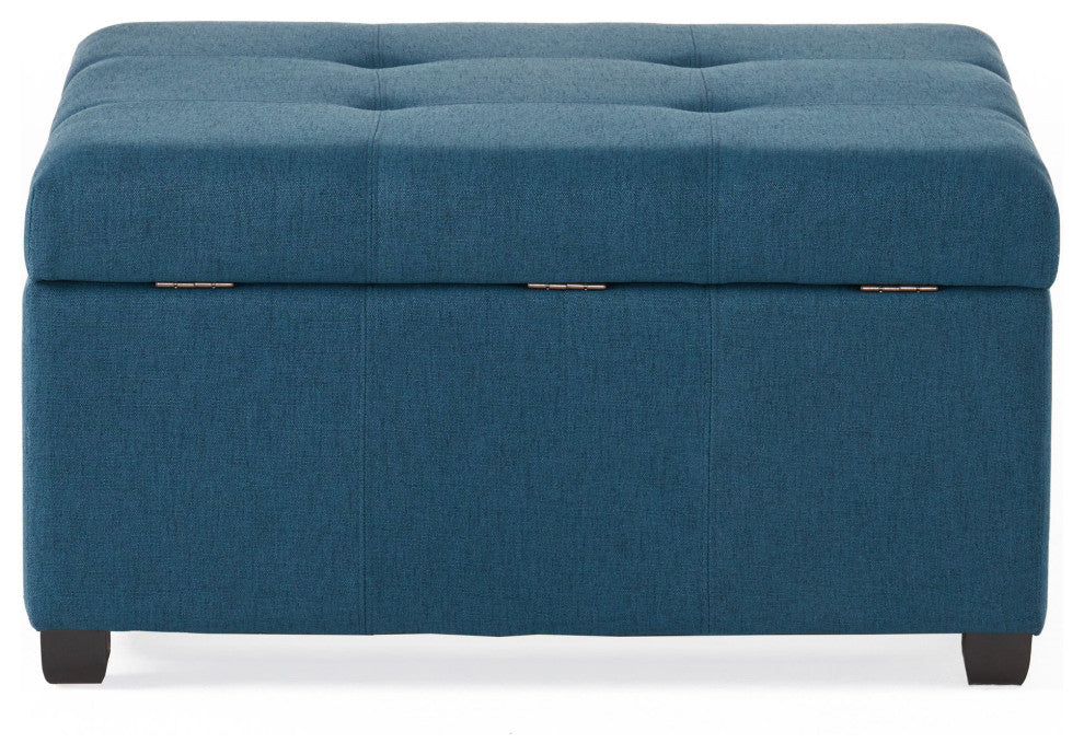 GDF Studio Carlyle Fabric Storage Ottoman, Dark Blue Fabric