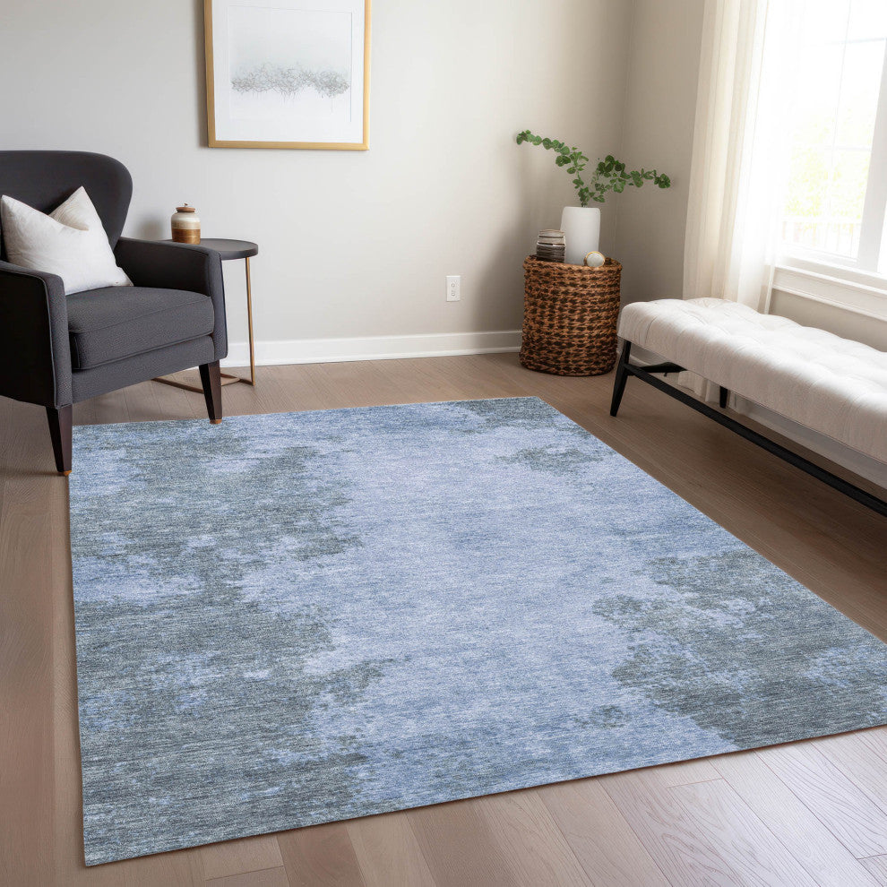 Machine Washable Indoor/Outdoor Chantille ACN1902 Blue 5' x 7'6" Rug