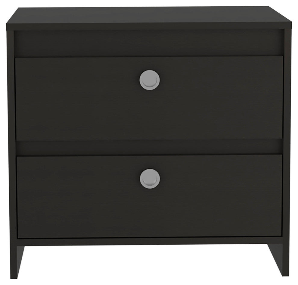 Lily Nightstand with 2 Drawers, Black