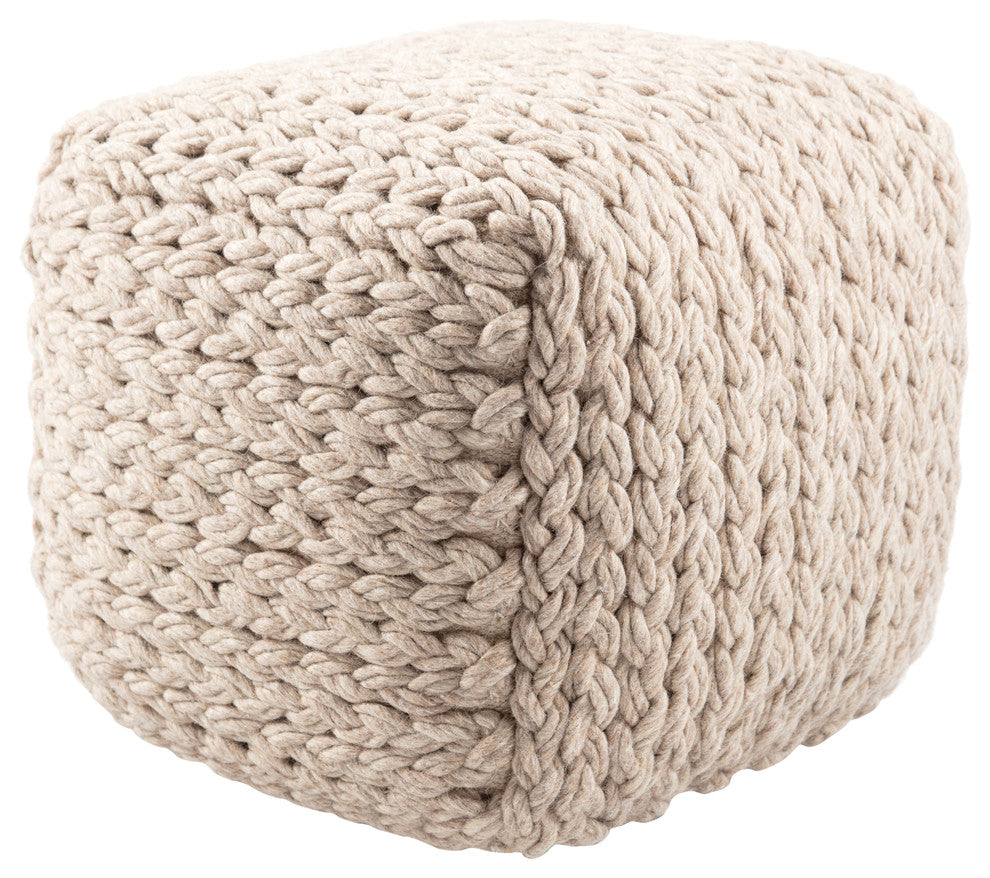 Jaipur Living Kyran Cream Textured Square Pouf