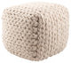 Jaipur Living Kyran Cream Textured Square Pouf