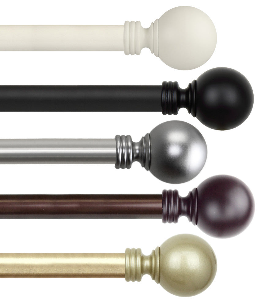 Globe 1" Curtain Rod 160-240", White