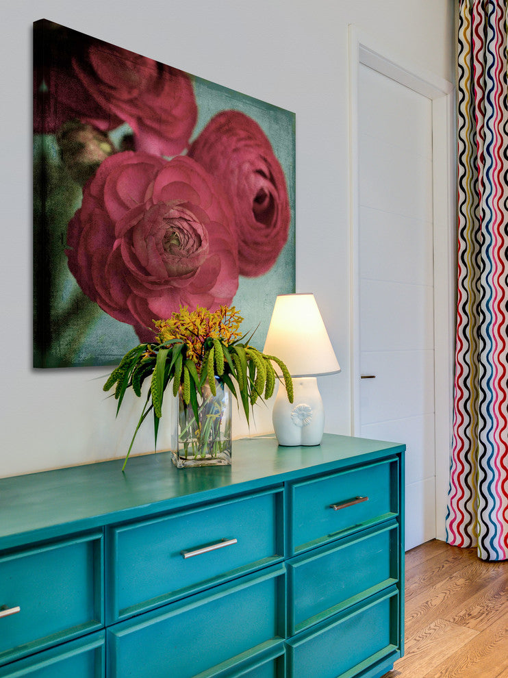 "Red Ranunculus" Painting Print on Canvas by Stalus