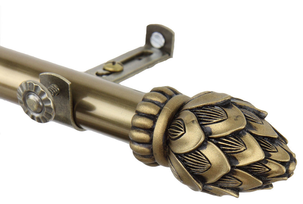 Bud Curtain Rod, Antique Brass, 66-120"