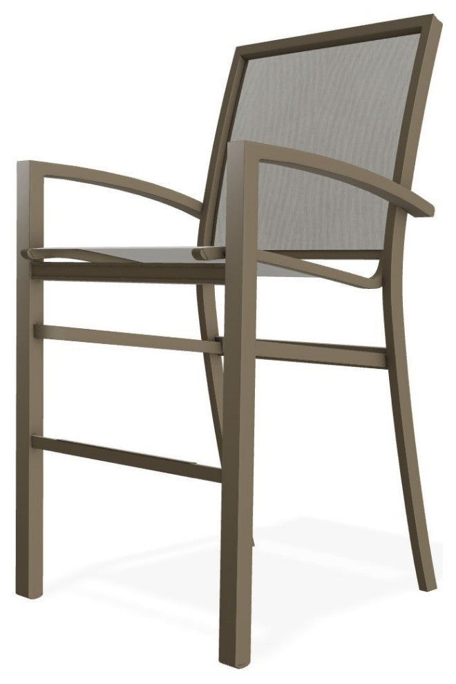 Kendall Sling Bar Height Stackable Outdoor Stool, Augustine Oyster/Beachwood