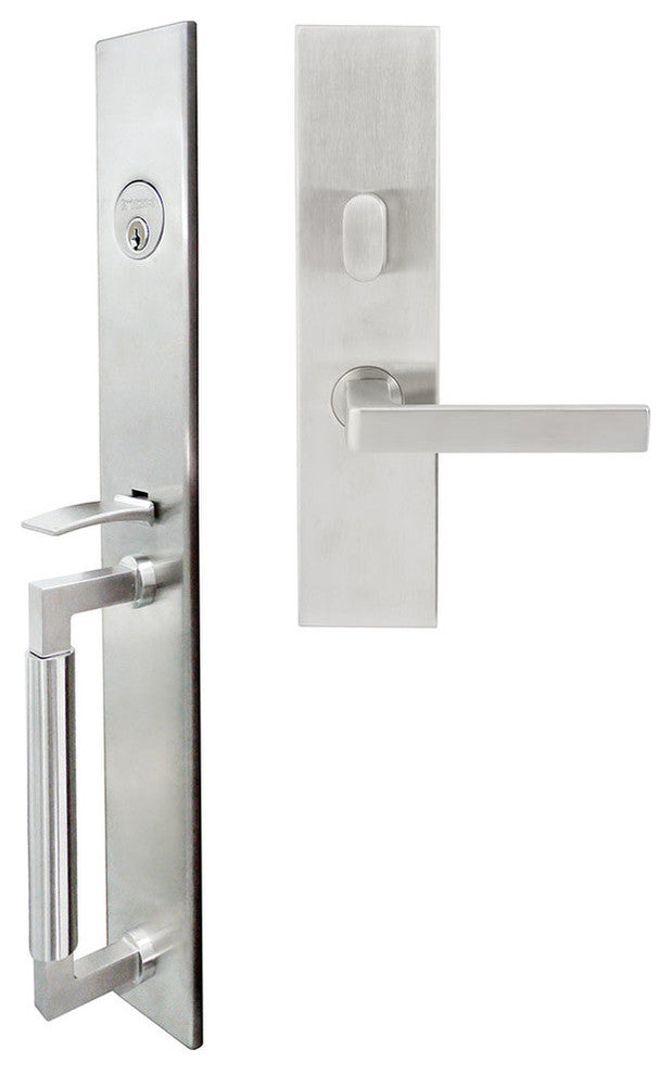 Tokyo Lever, Mortise Entry Handleset, Right Hand Reverse, Satin Stainless Steel