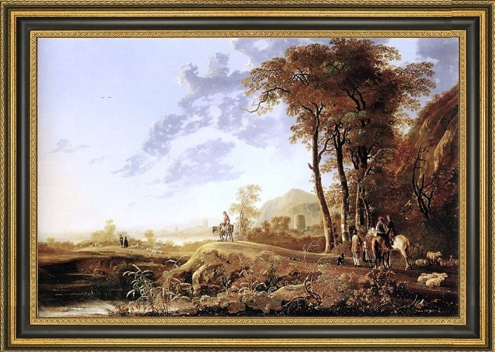 Aelbert Cuyp Evening Landscape Framed Premium Canvas Print, 18"x27"