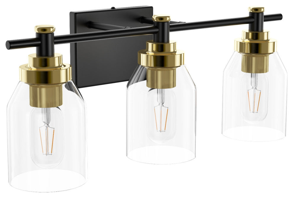 Vintage Industrial Style Dimmable Bathroom Vanity Lighting Fixture, 3-Light