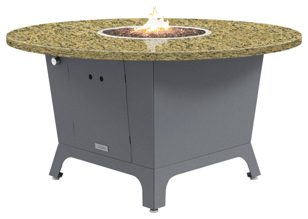 Fire Pit Table 55"D, Natural Gas, Santa Cecillia Granite Top, Gray