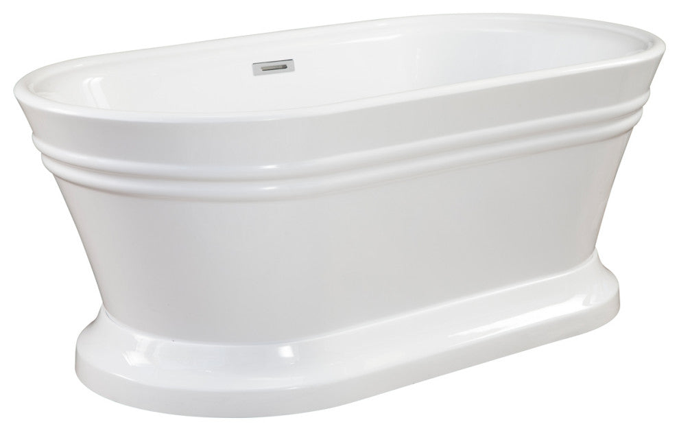 Solace Freestanding Soaking Acrylic Bathtub, 59"