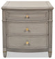 Dauphin Solid Wood 3-Drawer Gold Accent End Table, Gray Cashmere