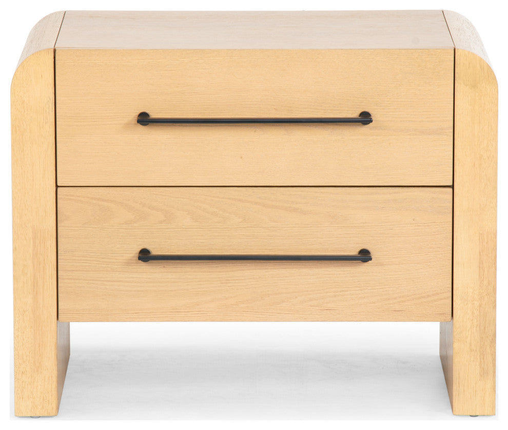 Safavieh Couture Katrina 2 Drawer Nightstand, Natural/Black