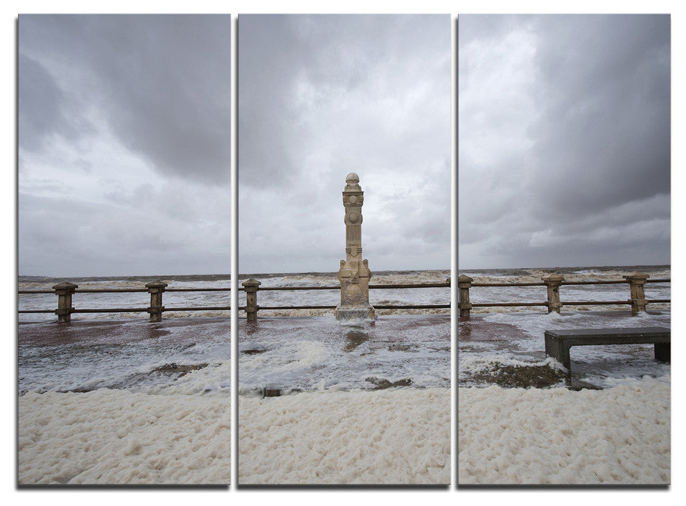 "Spring Storm in Uruguay Panorama" Sea Bridge Metal Wall Art, 3 Panels, 36"x28"