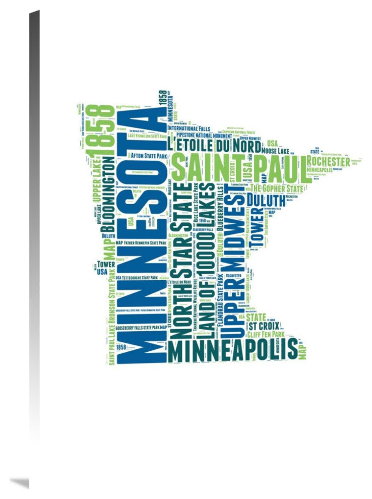 "Minnesota Word Cloud Map" Fine Art Print