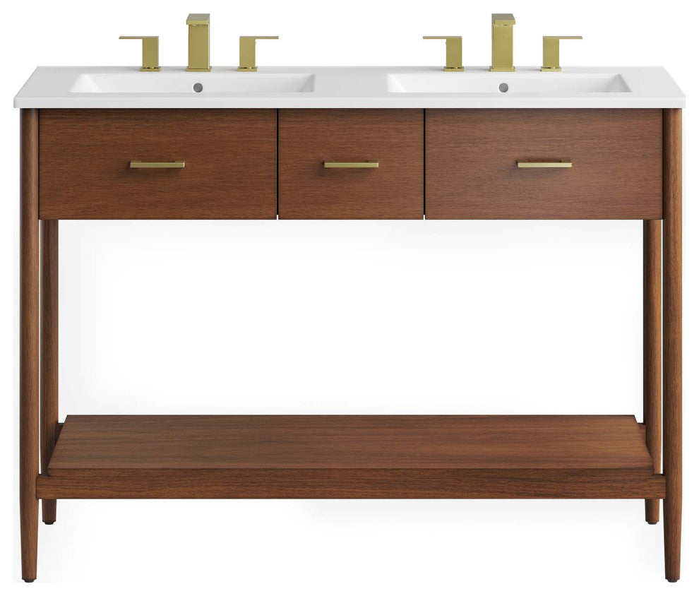 Zaire 48" Double Sink Bathroom Vanity - Walnut White