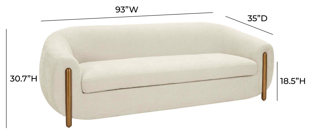 Lina Upholstered Sofa, Cream Textured Linen